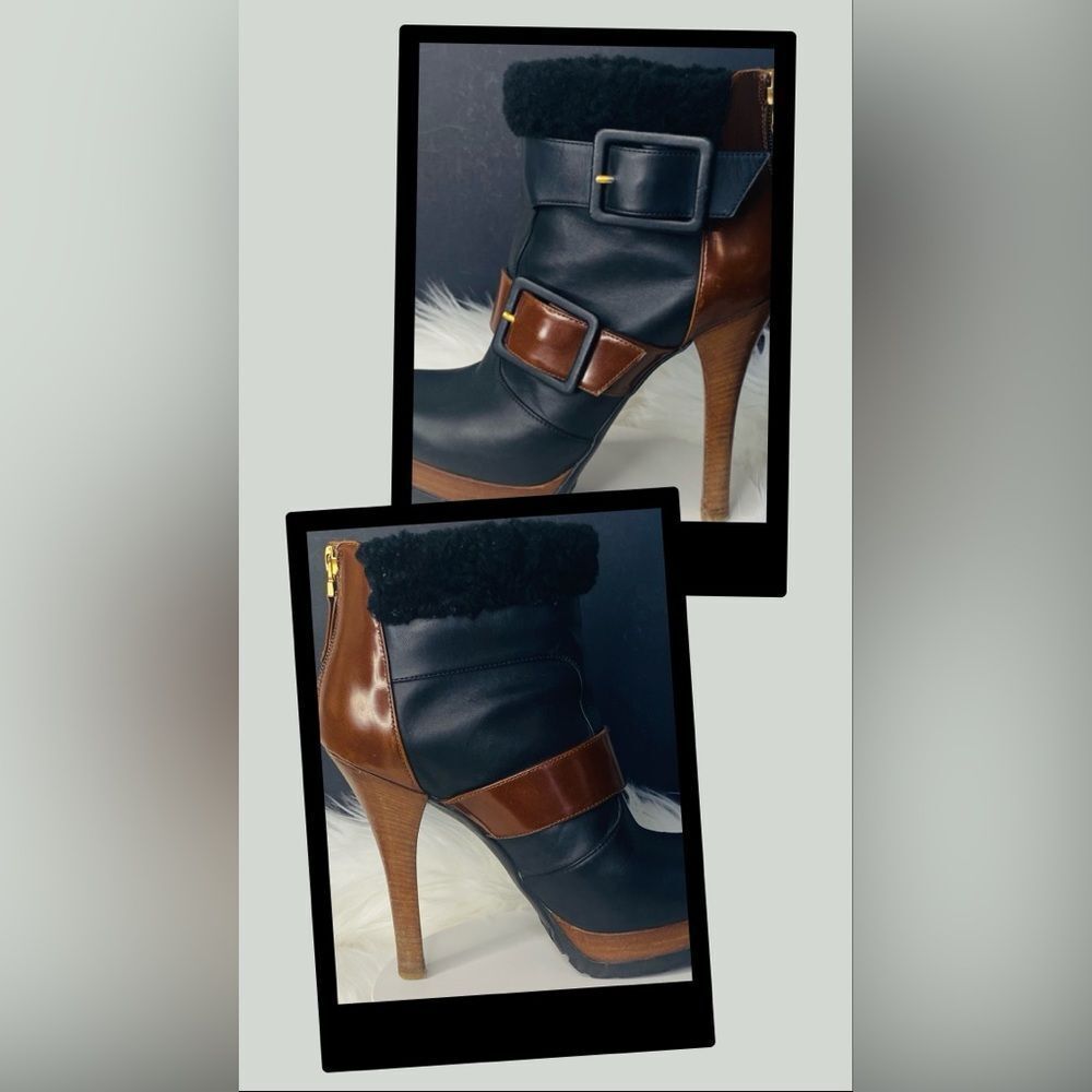 FENDI Moorland Authentic Black & Brown Leather Platform Ankle Boots Size 37 - Picture 17 of 17